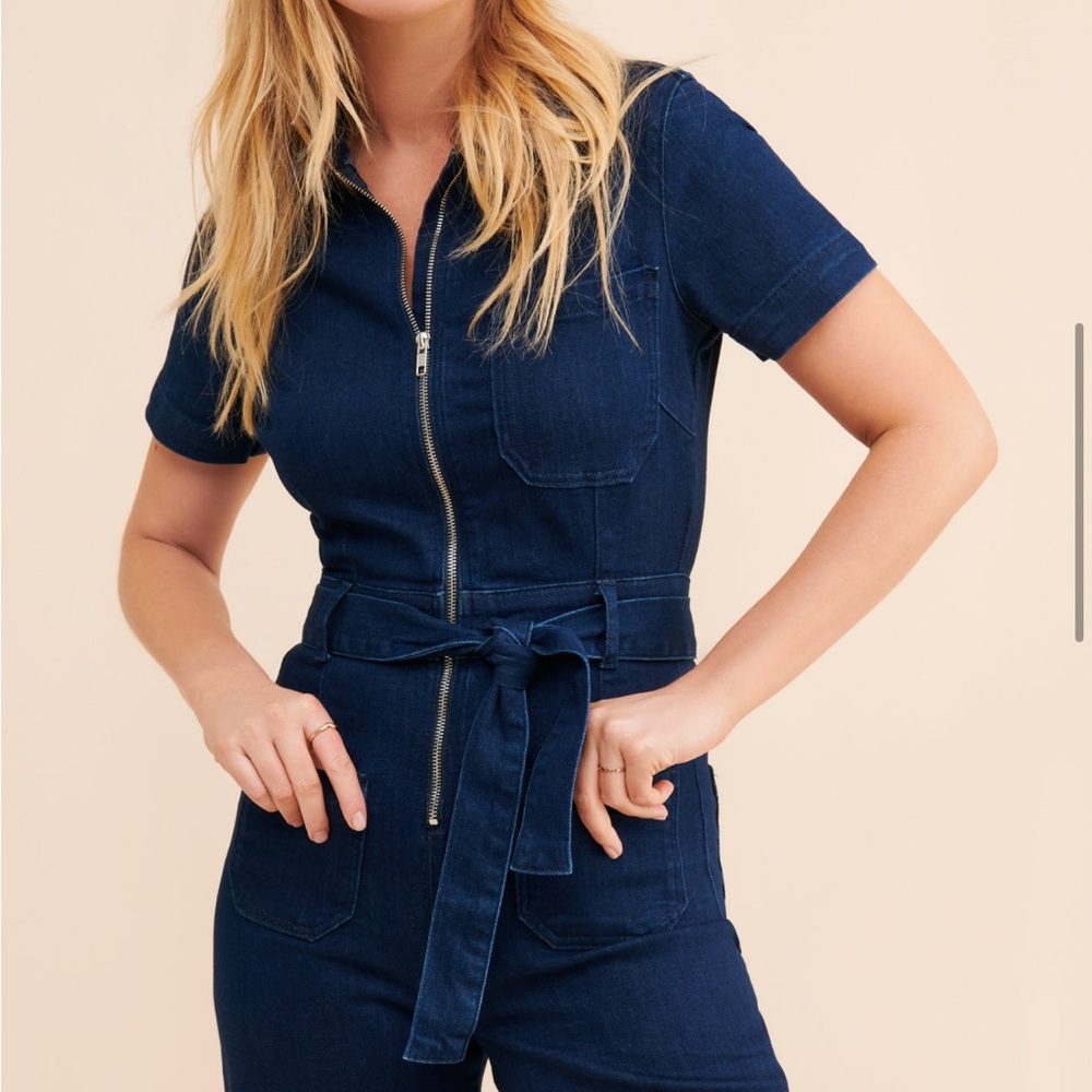 Denim Jumpsuit with Belt